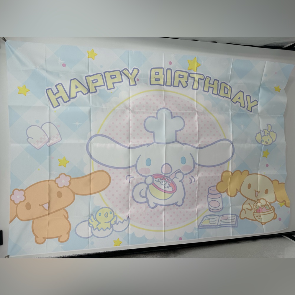 Cinnamoroll Happy Birthday Backdrop Banner 5x3Ft